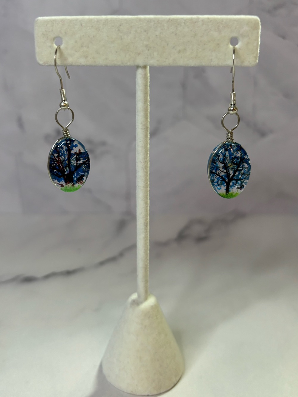 Resin Tree Earrings with Dried Flowers
